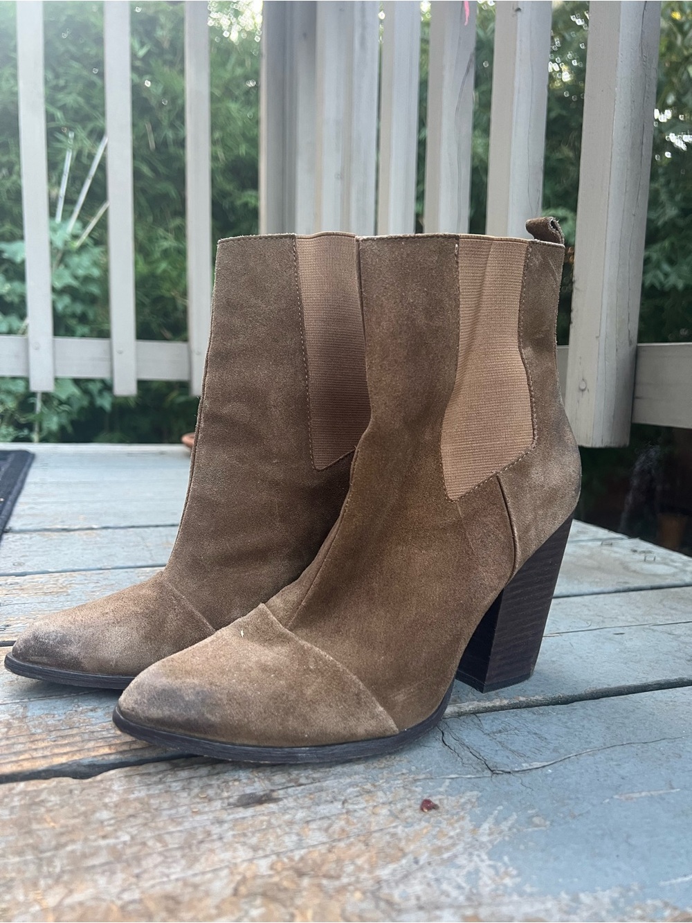 Joe's Jeans Suede Pointed-Toe Block Heel Boots